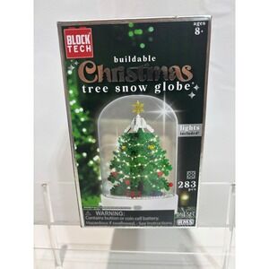 Block Tech Christmas Tree Snow Globe Building Set Green Light Up 283pc